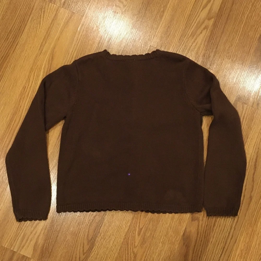 Gymboree Brown Cardigan Sweater pink satin Ballet Slipper‎ appliqué age 6